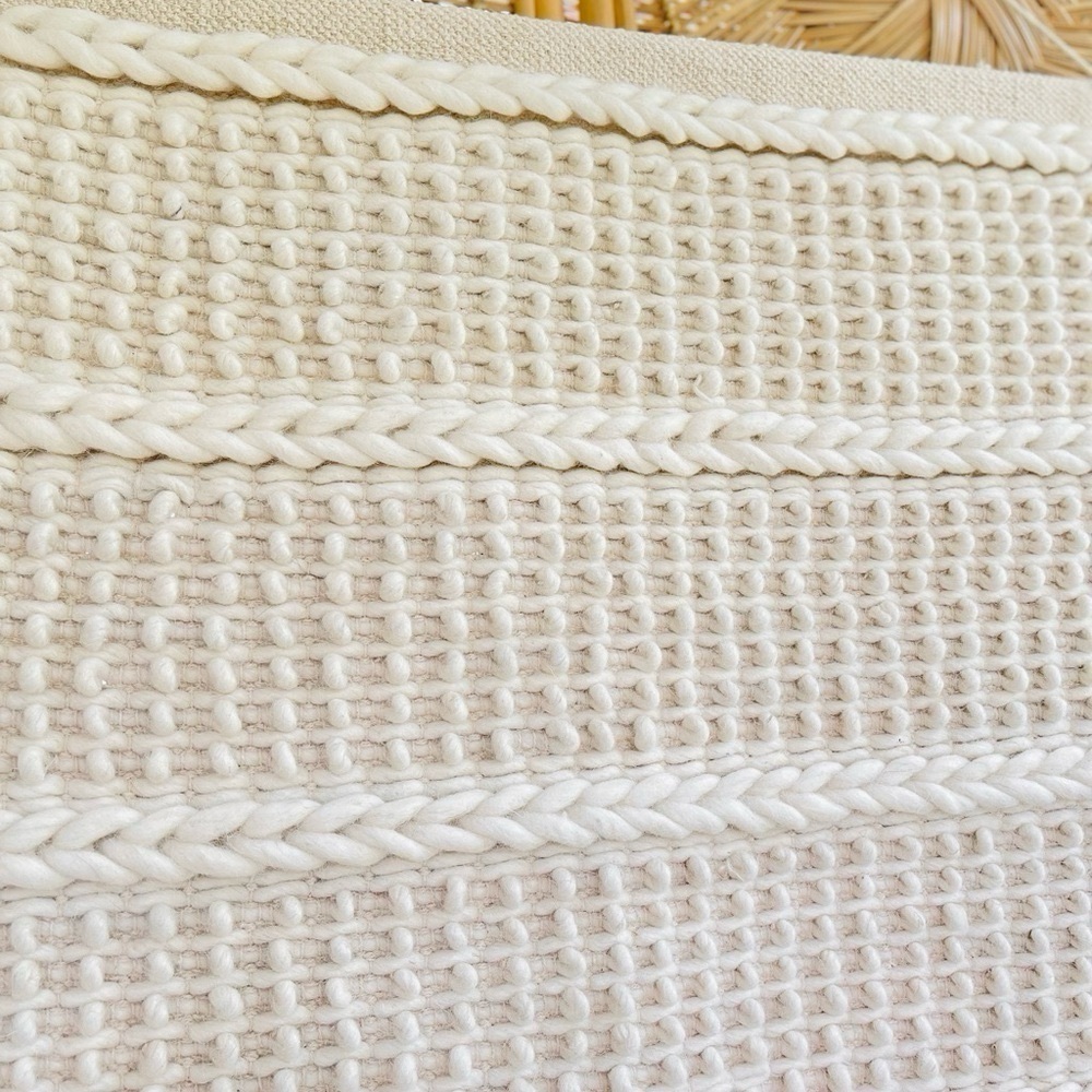 XL Cream Off White Wool and Cotton Woven Tapestry Wall Hanging Boho Neutral Deco - Picture 5 of 5